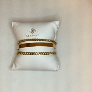 Gold Curb Chain Bracelets with Polished Finish (3 piece set)